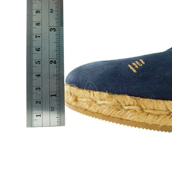 New Viscata Barcelona Deep Blue Suede Leather Espadrille Wedge Pumps 39 - Picture 7 of 7